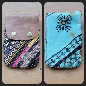 🍄🪬 Free People Boho Embroidered Repurposed vtg banjara hippie Wallet card case